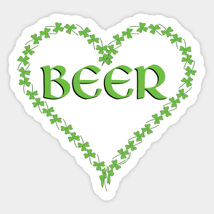 Beer Shamrock Heart Sticker